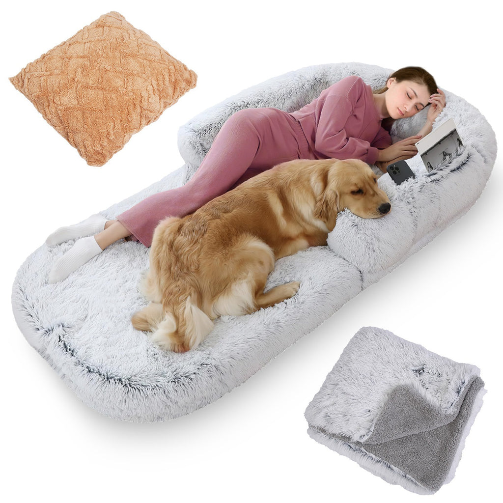 6 Foot Foldable Snuggling Dog Bed with Pillow & Blanket