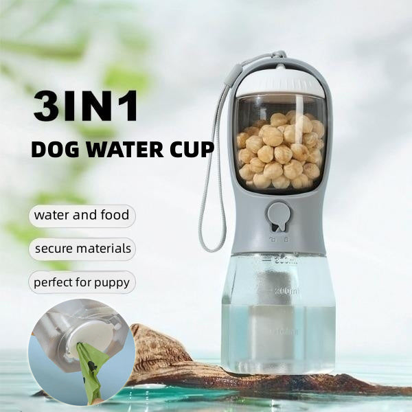 Food, Water, Waste Bag Holder 3-In-1