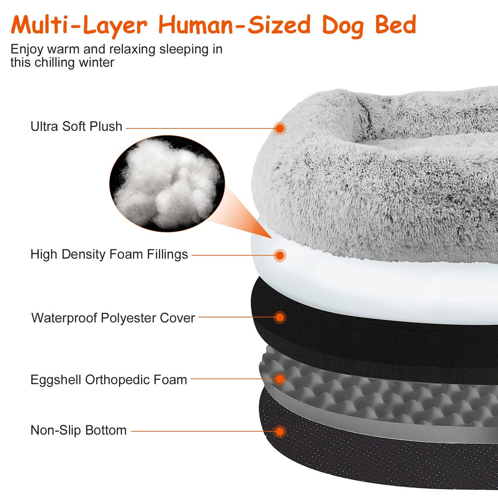 6 Foot Foldable Snuggling Dog Bed with Pillow & Blanket