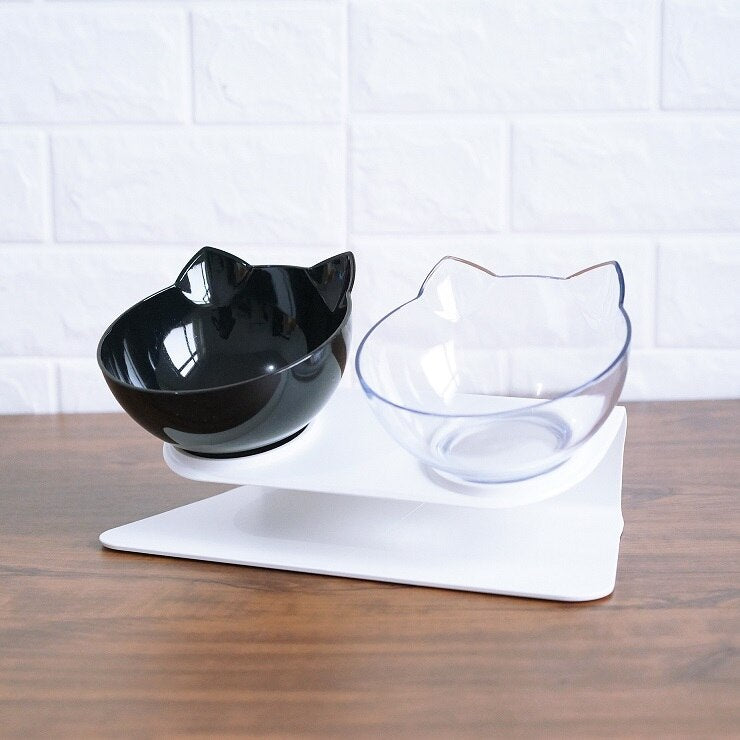Double Cat-Shaped Bowls with Stand