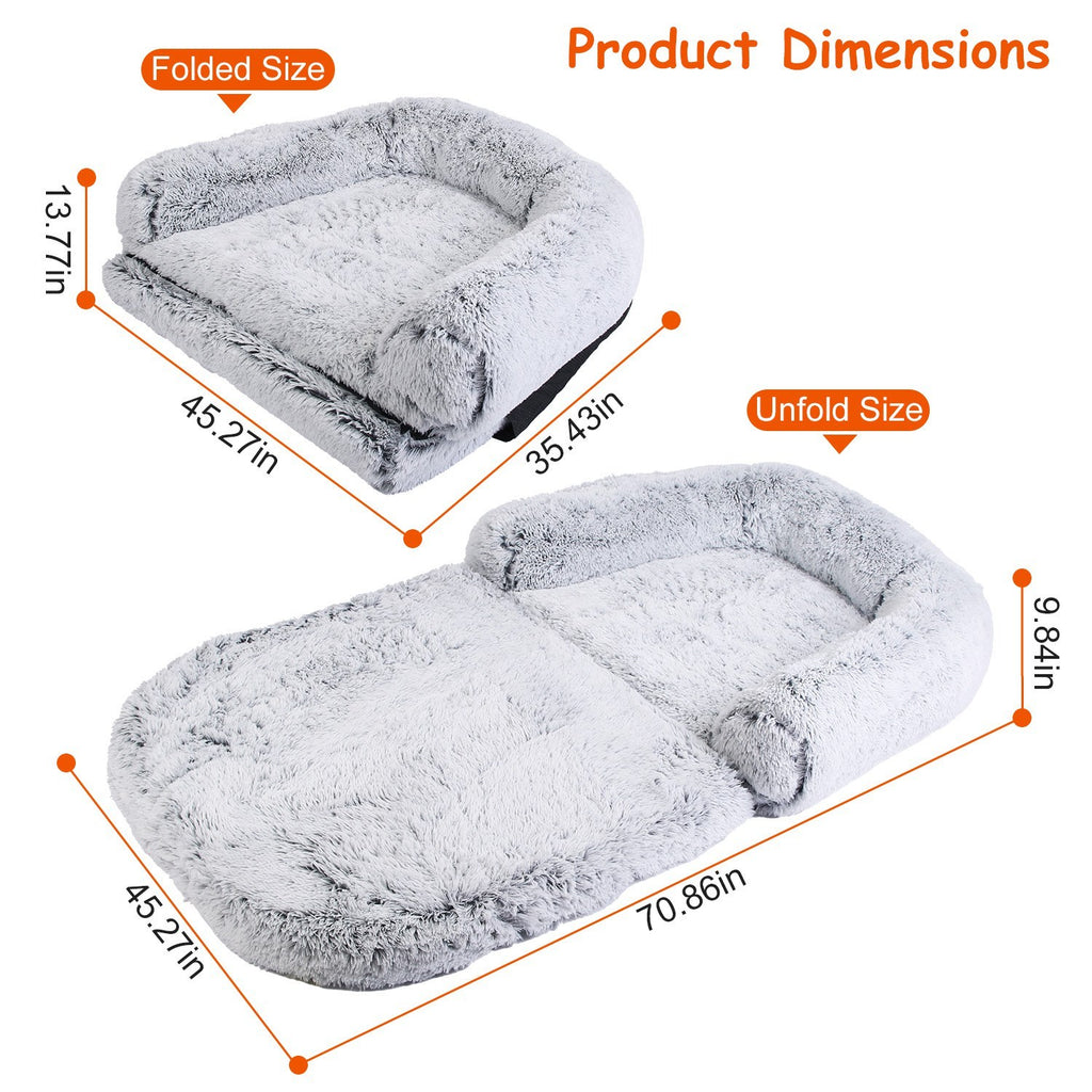 6 Foot Foldable Snuggling Dog Bed with Pillow & Blanket