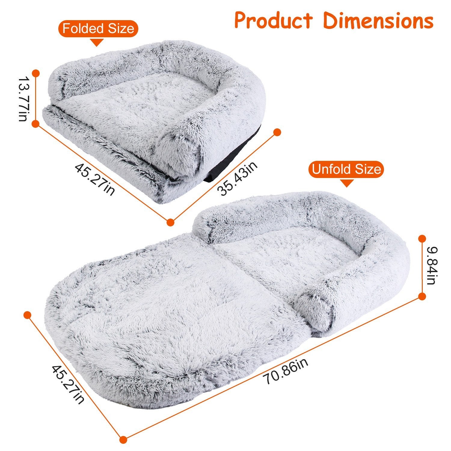 6 Foot Foldable Snuggling Dog Bed with Pillow & Blanket