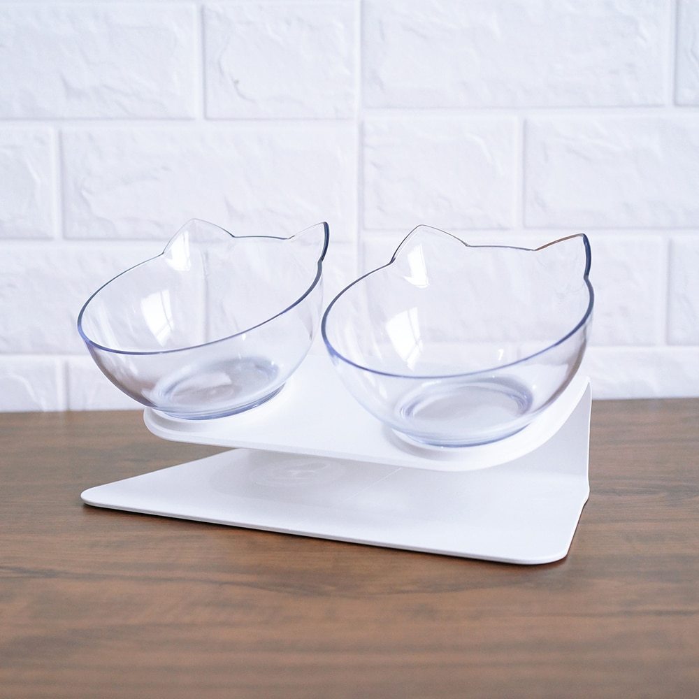 Double Cat-Shaped Bowls with Stand