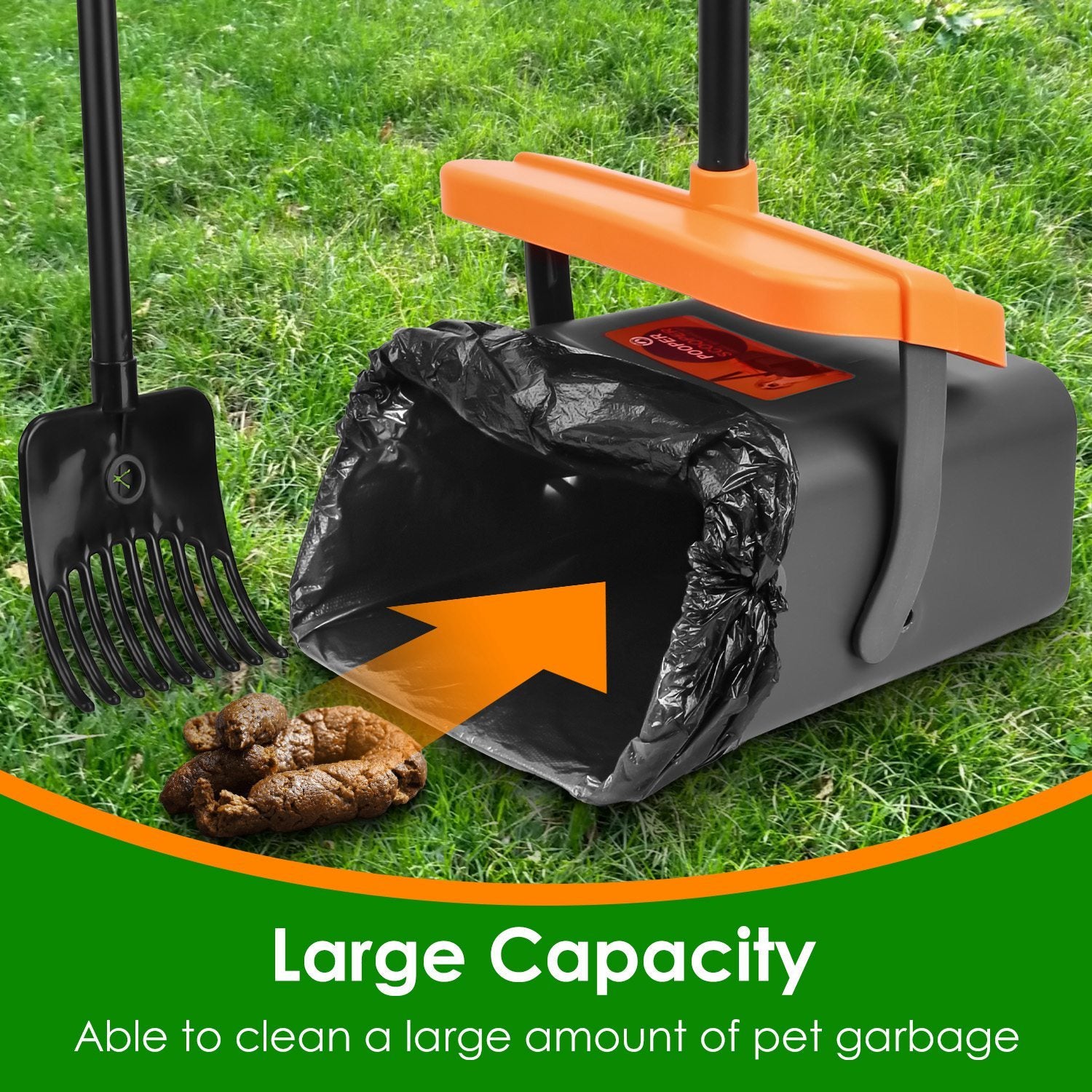 Pooper Scooper Rake & Swiveling Bin with Lid
