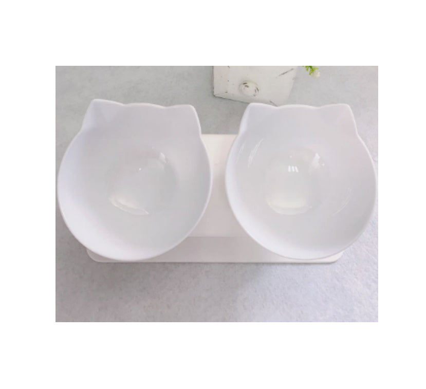 Double Cat-Shaped Bowls with Stand