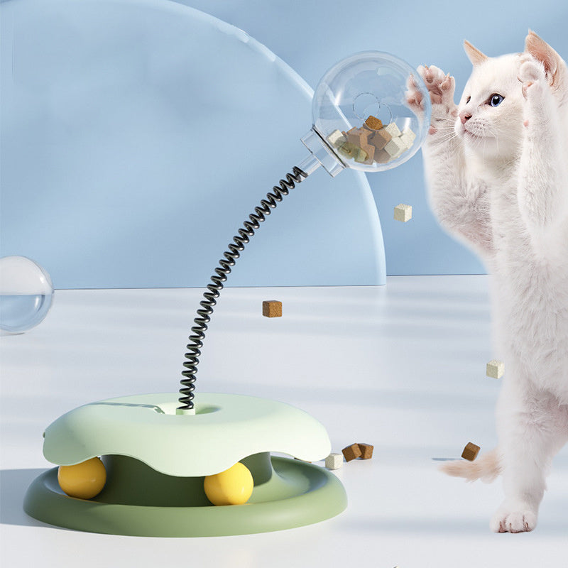 2-in-1 Turntable Food-Dispensing Cat Toy